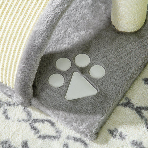 Rootz Small Cat Scratching Tree - Cat Activity Center - Pet Play Tower - Sisal Rope - Plush - 46cm Height - Grey