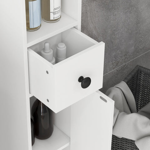 Rootz Bathroom Cabinet - Storage Unit - Slim Organizer - Modern White Design - Chipboard Construction - 180cm x 20cm x 20cm