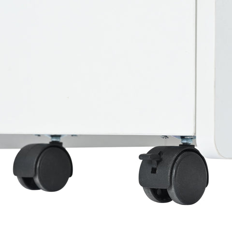 Rootz White Side Cabinet - Storage Trolley - Rolling Cart - High Stability - 82x30x53 cm