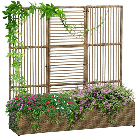 Rootz Plant Pot - Flower Box with Trellis - Weather-Resistant Planter - Durable & Maintenance-Free - Ideal for Various Plants - 103 cm x 103 cm x 29 cm - Sand