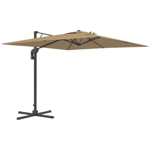 Rootz Freestanding Square Garden Umbrella - 360° Rotatable - Hydraulic Mechanism - Sun Protection - 297cm x 297cm x 264cm