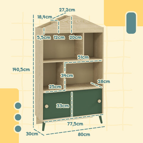 Rootz Children's Library & Storage Furniture - Toy Organizer - Kids Bookshelf - Child-Friendly Design - 80cm x 30cm x 140.5cm