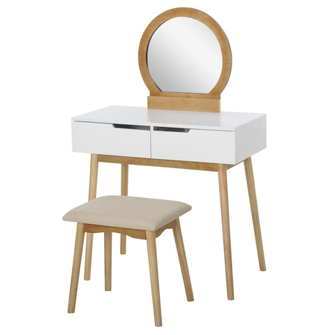 Rootz Coiffeuse Design Scandinave Dressing Table - Vanity Desk - Beauty Station - High Comfort Stool - 80x40x125cm Dressing Table, 44.5x36.5x45cm Stool