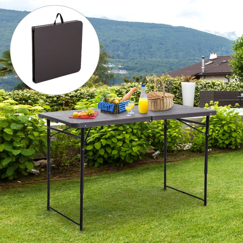 Rootz Folding Table - Foldable Camping Table - Picnic Table - Durable & Weather-Resistant - Height Adjustable - Lightweight & Portable - 122cm x 61cm x 53/71.5cm