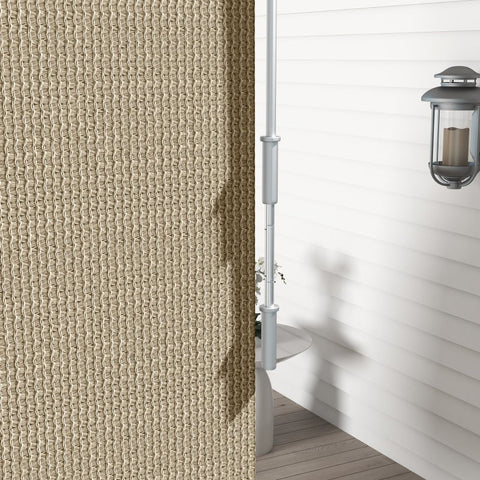 Rootz Outdoor Roller Blind - Sunshade - Privacy Screen - Hand Crank Operation - 120cm x 185cm - Beige - HDPE Fabric - Aluminum Frame