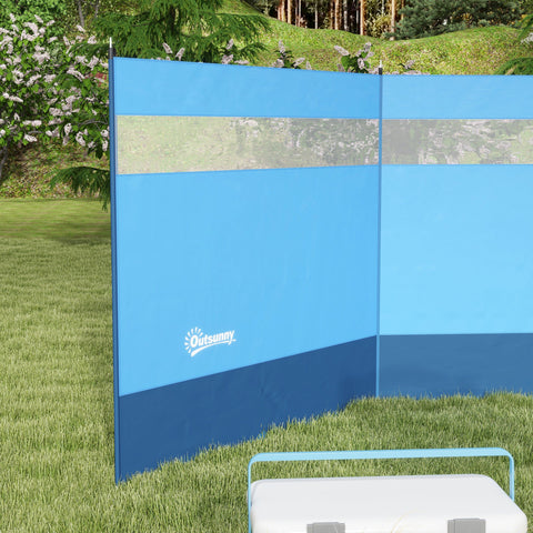 Rootz Mobile Foldable Camping Windbreak - Privacy Screen - Wind Protection - Easy Setup - 440cm x 140cm - Includes Carry Bag & Steel Poles