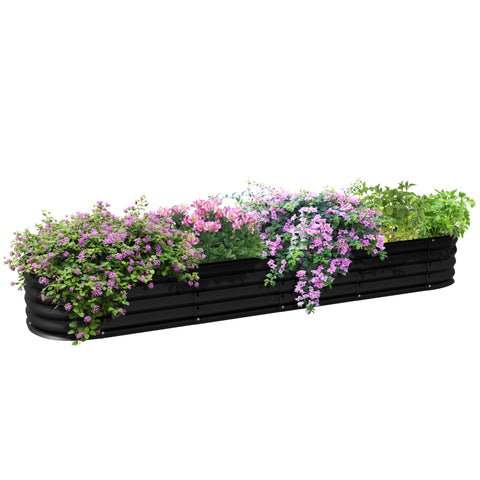 Rootz Raised Garden Bed Plant Box - Modular Steel Planter - Flower Box - Optimizes Root Growth - 240 x 62 x 30cm