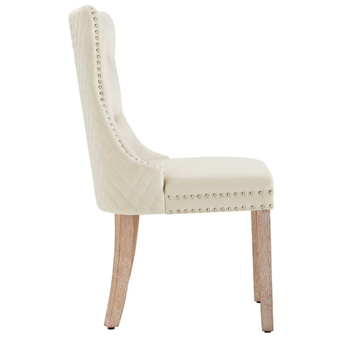 Rootz Velvet Dining Chair Set - Elegant Dining Chair - Comfortable Chair - Solid Wood Legs - Supports 150kg - 50L x 46P x 91H cm - Beige