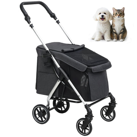Rootz Dog Car Buggy - Pet Transport Stroller - Foldable Pet Carrier - Lightweight Design - 80cm x 48.5cm x 106cm