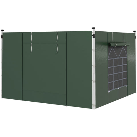 Rootz Gazebo Side Walls - Pavilion Tarpaulins - Party Tent Replacement - Durable & Easy Access - 295cm x 195cm - Green Oxford Fabric