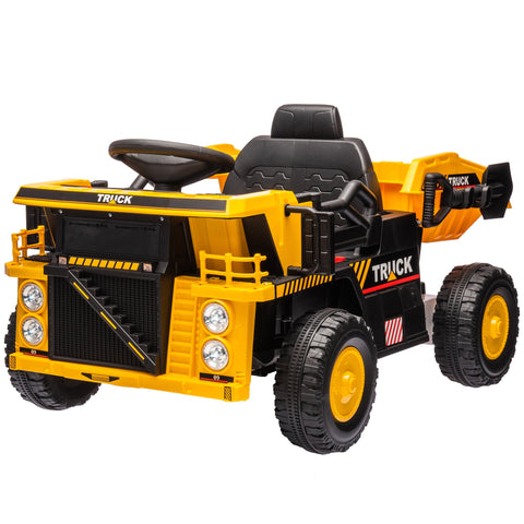 Rootz Electric Dump Truck Ride-On Car - Children's Vehicle - Kids Tractor - Tilting Load Area - Lights & Music - 97cm x 63cm x 53cm