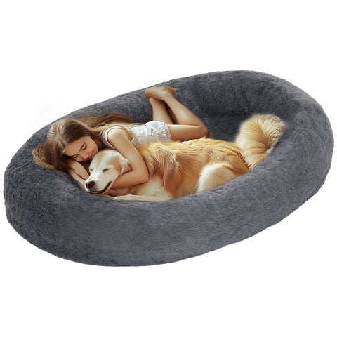 Rootz Dog Bed - Pet Couch - Washable Covers - Dual Comfort - 175cm x 115cm x 35cm, Grey