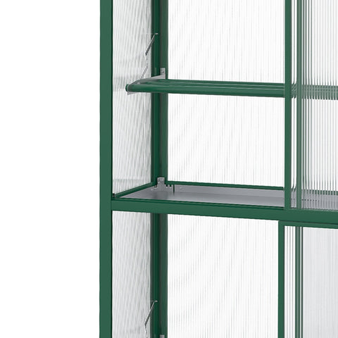 Rootz Greenhouse - Plant Shelter - Garden Conservatory - Two Sliding Doors - Adjustable Shelves - Translucent - Aluminum Frame - 100 x 33 x 171 cm