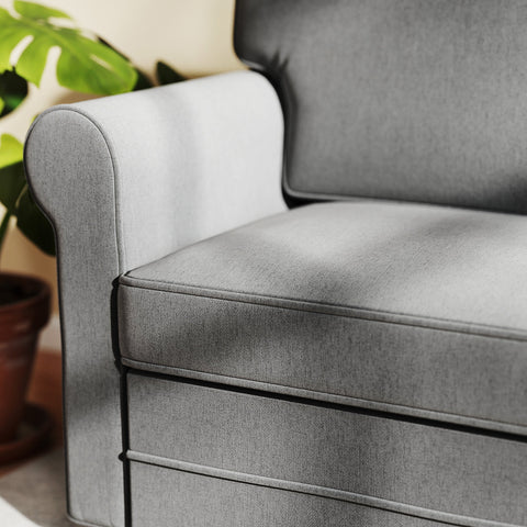 Rootz 2-Seater Sofa - Compact Living Room Couch - Linen-Look Fabric - Soft Seat Cushions - 150cm x 74cm x 86cm - Grey