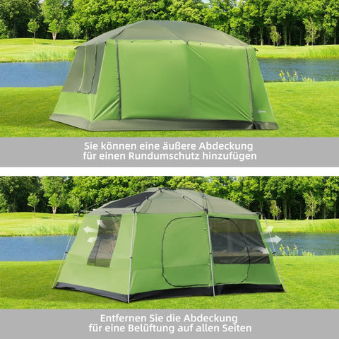 Rootz Camping Tent - Dome Tent - Family Tent - Spacious Design - Weather Resistant - Easy Setup - L405 x W305 x H225cm