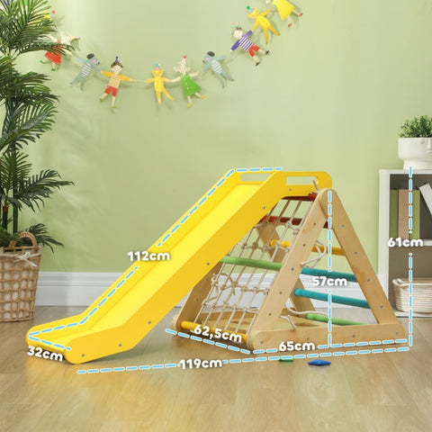 Rootz 4-in-1 Pikler Climbing Frame Set - Indoor Playground - Adventure Playset - Pine Wood - 119cm x 63cm x 61cm