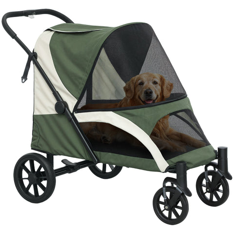 Rootz Foldable Dog Buggy - Pet Car - Dog Carriage - Shock Absorbing Ride - 124cm x 67cm x 100cm