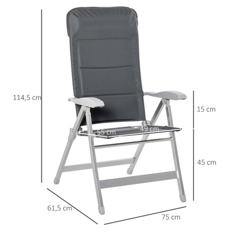 Rootz Garden Chair - Foldable Seat - Adjustable Recliner - High Comfort - 75cm x 61.5cm x 115cm - Water-Repellent Oxford Fabric