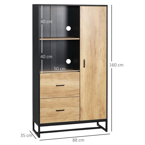 Rootz Kitchen Cabinet - Sideboard - Storage Unit - Ample Storage - 88cm x 35cm x 160cm