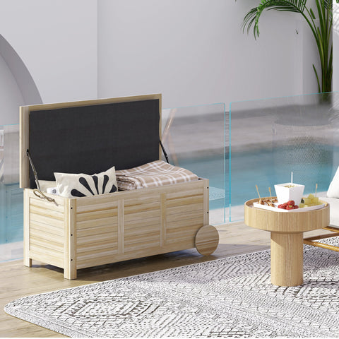 Rootz 185L Outdoor Storage Box - Weather-Resistant Organizer - Wooden Chest - Seating Option - 110 x 50 x 50 cm