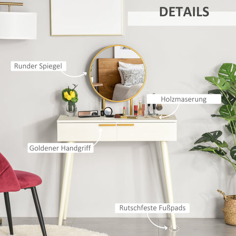 Rootz Dressing Table Modern Vanity - Makeup Table - Cosmetics Table - Durable Chipboard - 80 x 40 x 123 cm