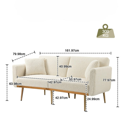 Rootz 3-Seater Teddy Fabric Sofa - Sofa Bed - Convertible Couch - Exceptional Comfort - 161.97cm x 77.97cm x 79.98cm
