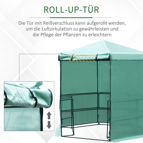 Rootz Greenhouse - Plantenschuilplaats - Tuinkas - Stevig frame - Optimale ventilatie - Voldoende opbergruimte - 228 cm x 196 cm x 215 cm