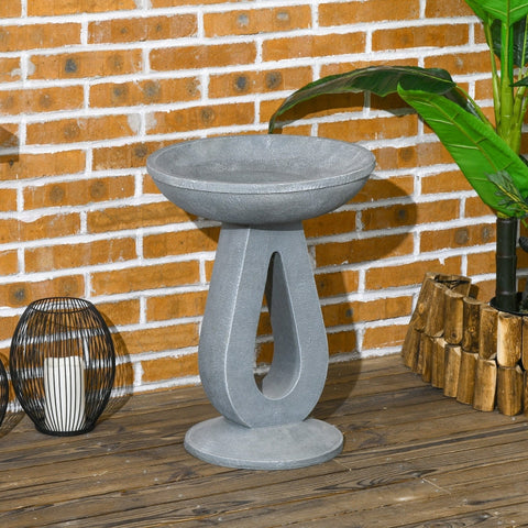 Rootz Bird Bath Water Drinker - Garden Bird Feeder - Outdoor Bird Basin - Elegant Design - Durable Resin - Multi-functional - 40cm x 40cm x 51cm - Gray