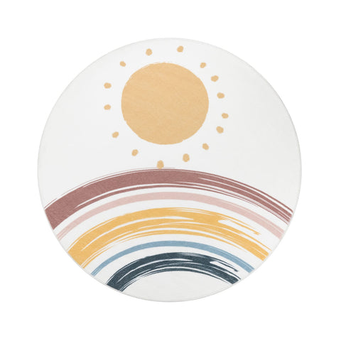 Round Rainbow Kids Rug – Soft, Durable & Washable – Playroom Adventure Mat