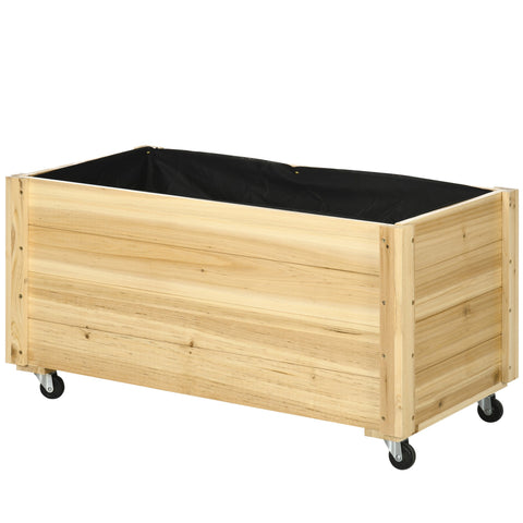 Rootz Flower Box with Wheels - Planter Box - Spruce Wooden Box - Movable Gardening Solution - 89cm x 48cm x 47cm