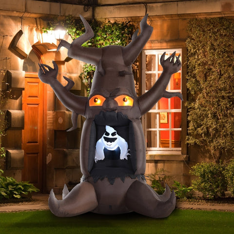 Rootz Inflatable Halloween Ghost Tree - Blow-Up Decoration - Self-Inflating Haunted Tree - Durable Polyester - Bright LED Lights - Easy Setup - 180cm x 140cm x 240cm