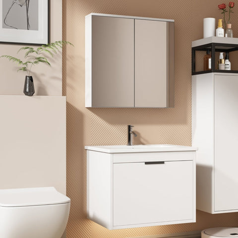 Rootz Bathroom Furniture Set - Vanity Unit - Sink Cabinet - Stylish Storage - 59cm x 46.5cm x 47cm & 58.5cm x 14cm x 60cm