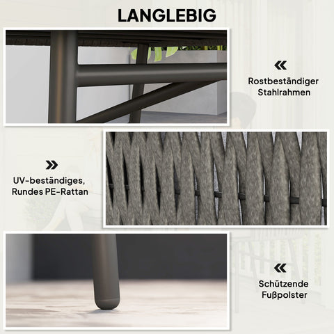 Rootz 3-Part Outdoor Furniture Set - Garden Bistro Set - Patio Furniture - Durable Steel Frame - 63cm x 58cm x 69cm - Grey