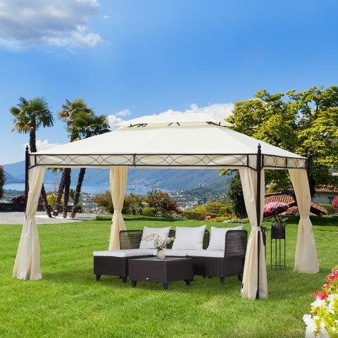 Rootz Luxury Pavilion Garden Tent - Outdoor Gazebo - Weather-Resistant Canopy - Elegant Design - Excellent Air Circulation - High Stability - 300cm x 400cm x 280cm - Steel Frame & Polyester Roof