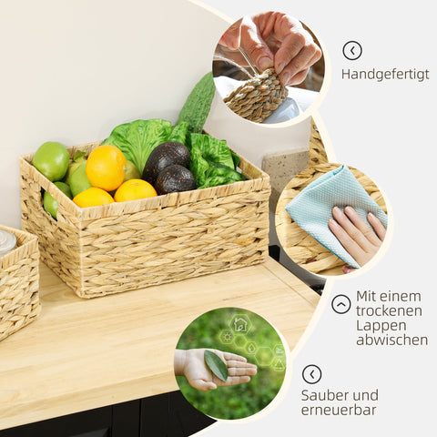 Rootz Set of 3 Storage Baskets - Organizers - Handwoven Crates - Durable Metal Frame - 40x30x18cm, 35x25x16cm, 30x20x14cm