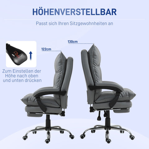 Rootz Ergonomic Office Chair - Adjustable Desk Chair - Comfortable Work Seating - Faux Leather - 66L x 72W x 122-130H cm