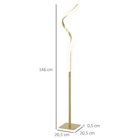Rootz Spiral Standing Lamp - Floor Lamp - Mood Light - Efficient Lighting - 20.5 x 20.5 x 146cm - Gold