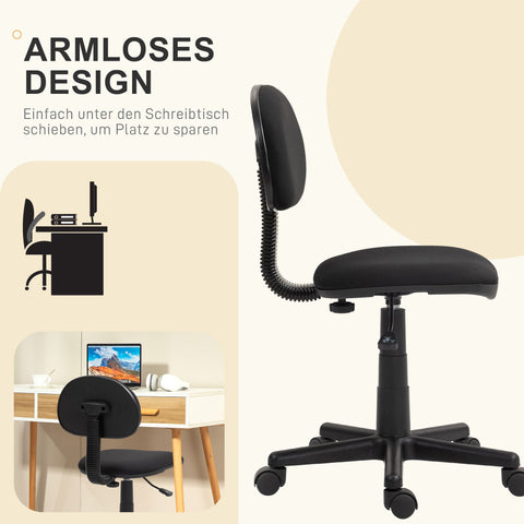 Rootz Rotot Office Chair - Ergonomic Seat - Armless Design - Black - Adjustable Comfort - 43cm x 51cm x 73-85cm