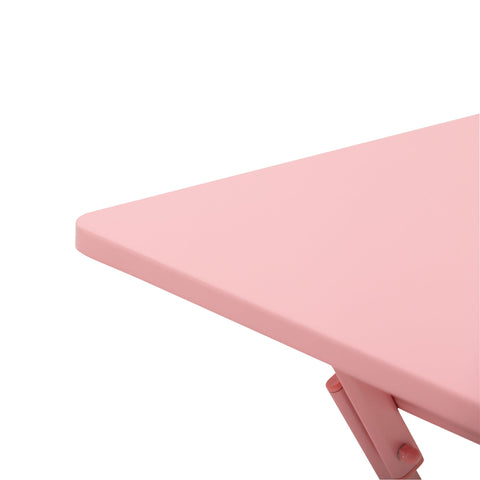 Rootz Foldable 3-Piece Garden Set - Bistro Furniture - Outdoor Dining - Powder-Coated Metal - 60x60x71cm Table & 2 Chairs - Pink