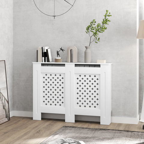 Rootz Radiator Cladding - Cover - Lattice Design - Enhances Home Decor - 112b x 19t x 81.5h cm White