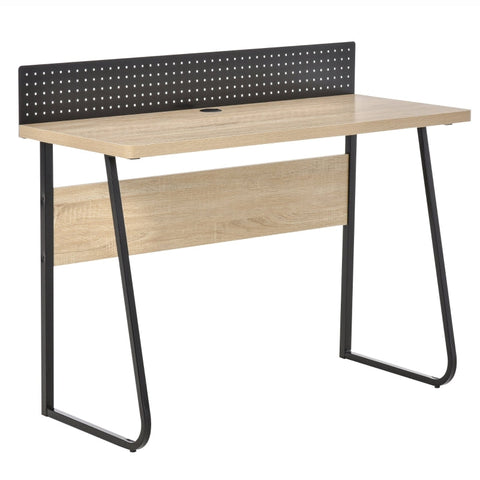 Rootz Folding Desk Office Table - Minimalist Desk - Workspace Table - Spacious Table Top - Practical Pegboard - Cable Management - 110W x 48D x 90H cm - Chipboard and Metal