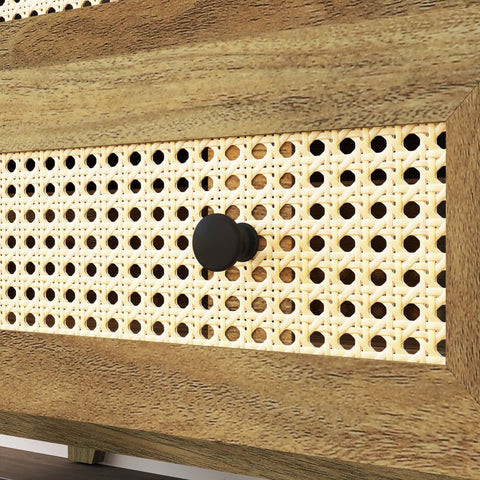 Rootz Chest of Drawers - Storage Furniture - Rattan Dresser - Brown - Elegant Design - 80 x 35 x 76 cm