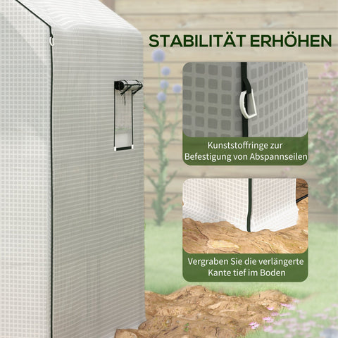 Rootz Greenhouse Film Replacement - Waterproof Tarpaulin - UV-Resistant Cover - Easy Access - 140 x 143 x 190cm White