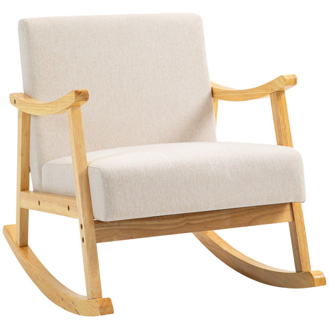 Rootz Rocking Chair - Padded Seat Cushion - Relaxation Chair - Wooden Legs - Optimal Comfort - 66W x 92D x 78H cm