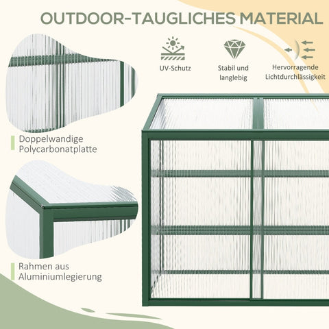 Rootz Greenhouse - Plant Shelter - Garden Oasis - Extend Growing Season - Optimal Ventilation - 100 x 60 x 98 cm - Green Aluminum Frame
