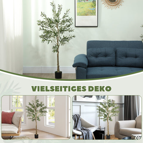 Rootz Artificial Olive Tree - Faux Greenery - Decorative Plant - 720 Leaves - Low Maintenance - 150cm - Ø15 x 12.5cm Pot