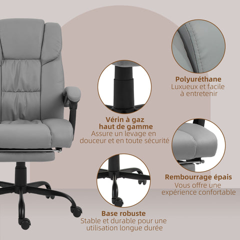 Rootz Ergonomic Massage Chair - Reclining Office Chair - Heated Lounge Chair - Wired Remote - 66cm x 75cm x 112-122cm