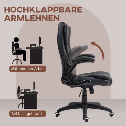 Rootz Executive Chair - Office Chair - Desk Chair - Faux Leather - Adjustable Height - Rocker Function - 60cm x 69cm x 111-121cm