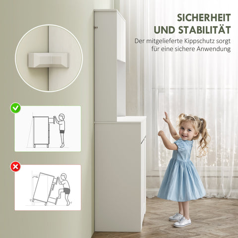 Rootz Kitchen Cabinet - Storage Unit - Pantry Organizer - Ample Storage - 100cm x 38cm x 180cm - White Chipboard