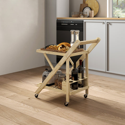 Rootz Kitchen Cart on Wheels - Serving Trolley - Rolling Bar Cart - Space-Saving Design - 66cm x 40cm x 70cm
